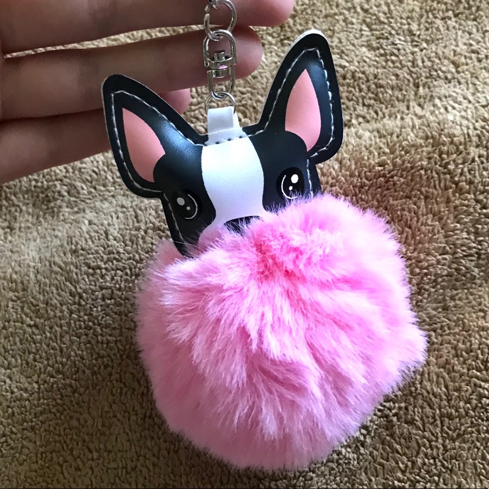 NWOT Dog Pom Pom Faux Fur Keychain Charm